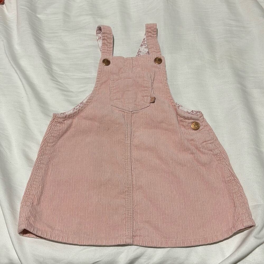 Zara 18/24M soft pink corduroy jumper adjustable straps a line style skirt euc